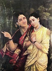 Simhika and Sairandri - Ravi Varmâ