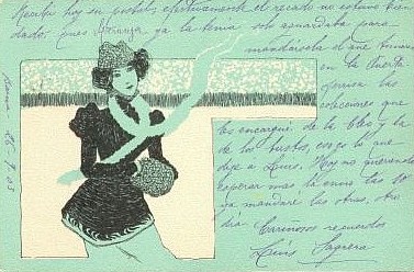 Figures on turquoise background, 1901 - Raphael Kirchner