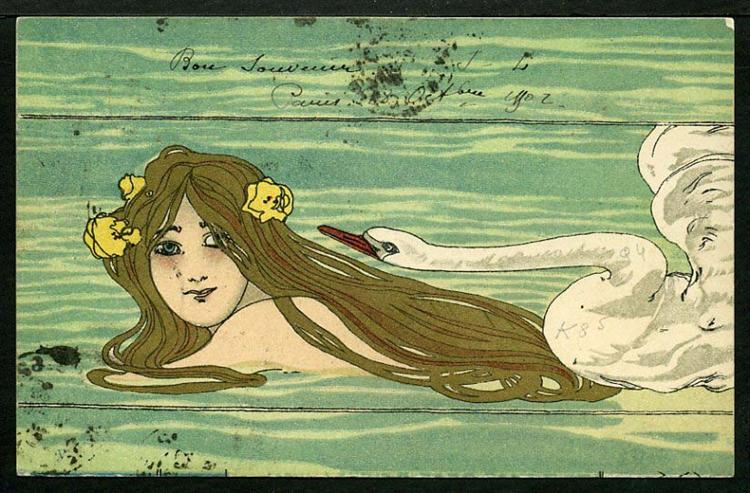 Leda and the Swan - Raphael Kirchner