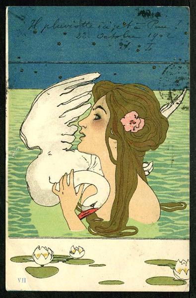 Leda and the Swan - Raphael Kirchner