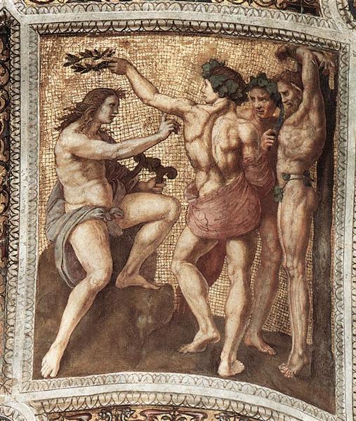 Apollo and Marsyas, from the 'Stanza della Segnatura', 1509 - 1511 - Рафаэль Санти