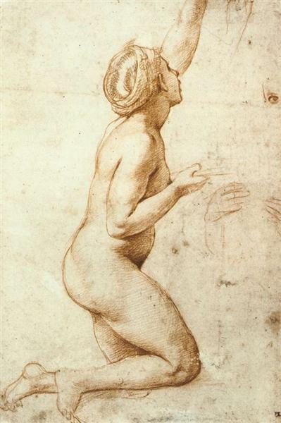 Kneeling Nude Woman, c.1518 - Rafael Sanzio