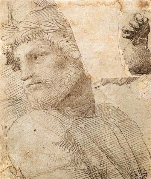 Study for the Head of a Poet, c.1511 - Raffael