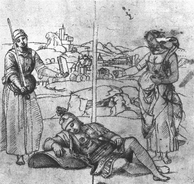 Study for 'The Knight's Dream', c.1504 - Рафаель Санті