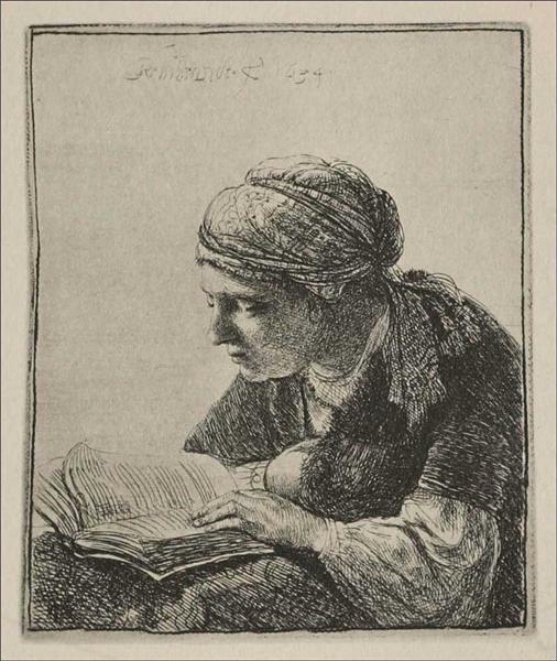 Читаюча молода жінка, 1634 - Рембрандт