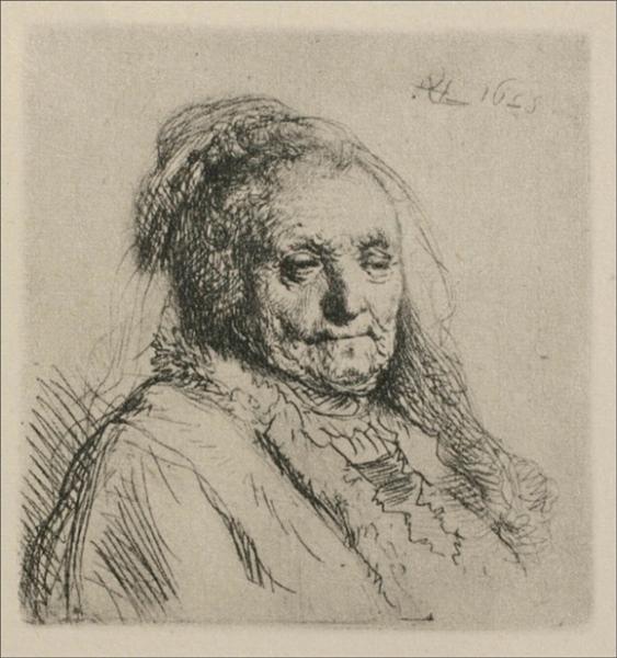 Bust of an Old Woman, Rembrandt`s Mother, 1628 - Рембрандт