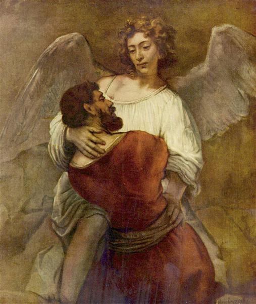Jacob Wrestling with the Angel, c.1659 - Рембрандт