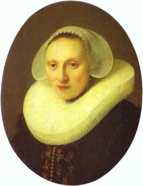 Portrait of Cornelia Pronck, Wife of Albert Cuyper, at the age of 33, 1633 - Рембрандт