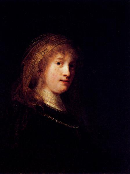 Saskia Wearing A Veil, 1634 - Rembrandt van Rijn