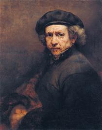 Autoportrait avec béret et col droit - Rembrandt