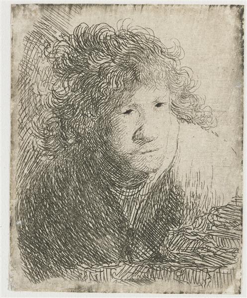 Self-Portrait, Leaning Forward (Listening), 1628 - Rembrandt van Rijn