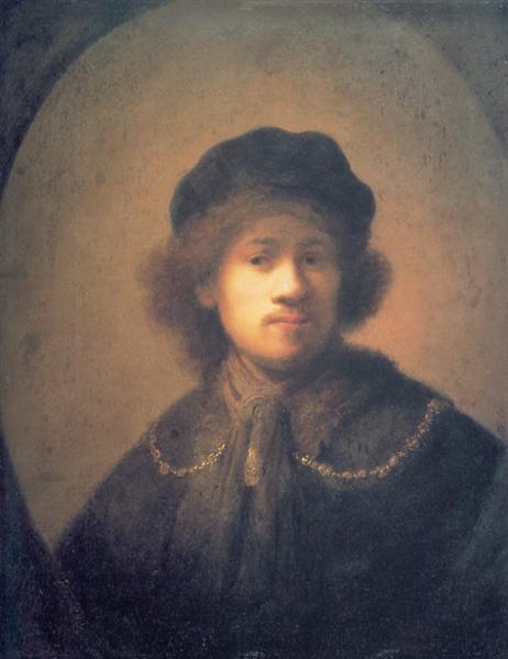 Self-portrait with Beret and Gold Chain, 1631 - Rembrandt van Rijn