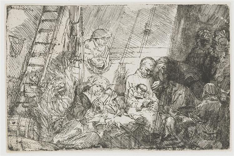 The circumcision in the stable, 1654 - Рембрандт