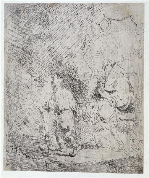The flight into Egypt a sketch, 1627 - Rembrandt