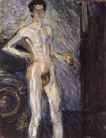 Self-Portrait with Palette (Nude in a full figure) - Richard Gerstl