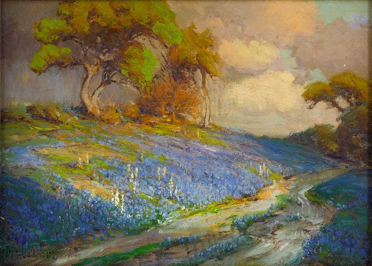 Late Afternoon in the Bluebonnets, S. W. Texas, 1913 - Роберт Джулиан Ондердонк
