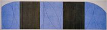 Blue-Black Five Panel Zone Painting - Роберт Мангольд