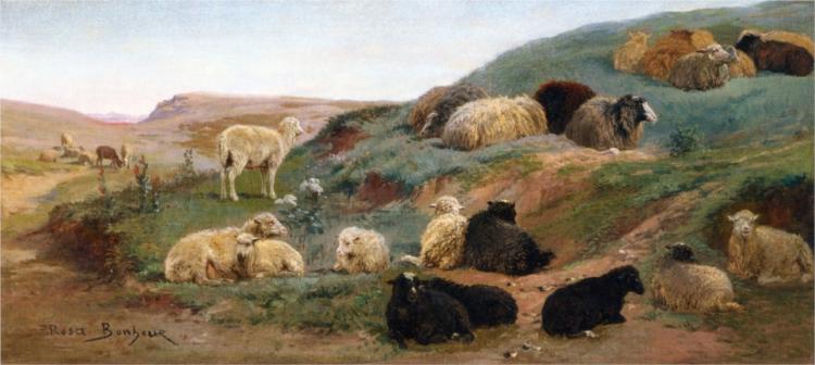 Sheep in a Mountainous Landscape - Rosa Bonheur