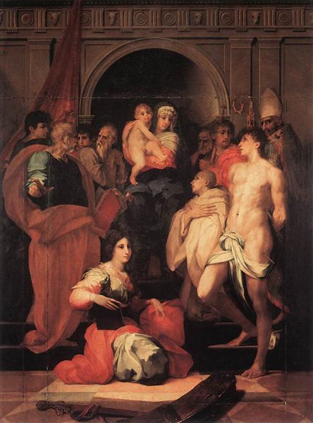 Мадонна на троні і десять святих, 1522 - Россо Фйорентино