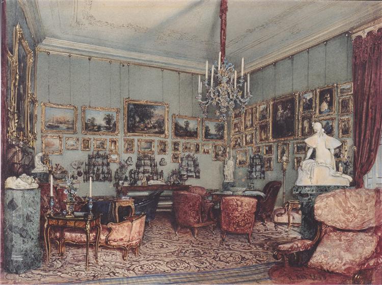 Interior in Palace Windischgratz in the race in Vienna, 1848 - Рудольф фон Альт
