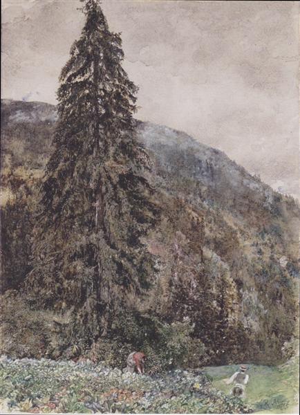 The large pine in Gastein, 1895 - Рудольф фон Альт