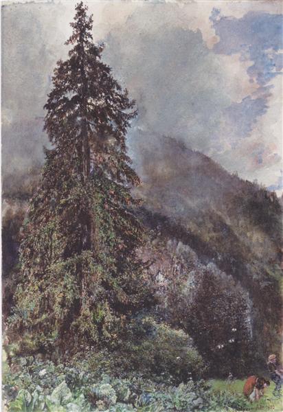 The large pine in Gastein, 1900 - Рудольф фон Альт