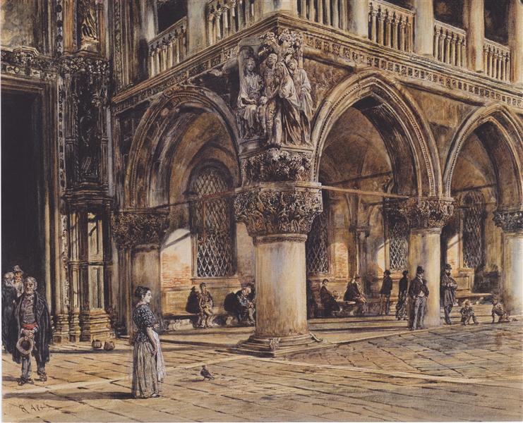 View of the Ducal Palace in Venice, 1874 - Рудольф фон Альт