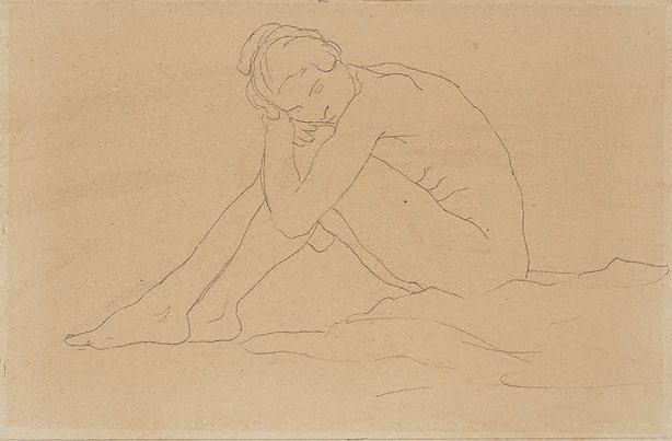 Seated female nude clasping her knees, 1930 - Руперт Банни