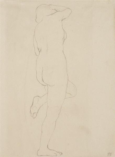 Standing female nude, left leg raised, 1920 - Rupert Bunny