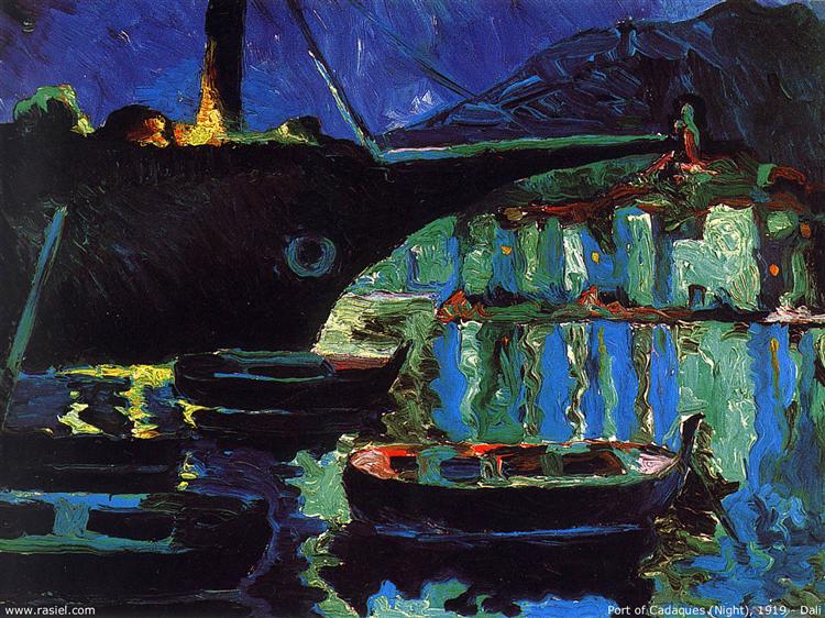 Port of Cadaques (Night), c.1918 - 達利
