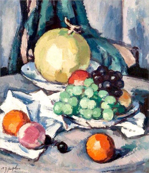 Mixed Fruit – Melon, Grapes and Apples, 1926 - Samuel Peploe