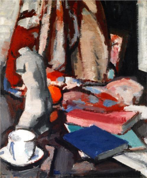 Still Life with Statuette and Books, 1923 - Семюел Пепло