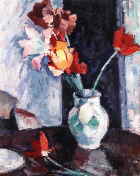 Tulips in a White Vase - Samuel Peploe