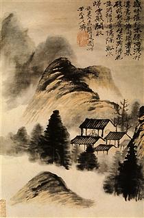 The Hermit lodge in the middle of the table - 石濤