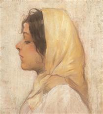 Peasant Woman with Yellow Headscarf - Штефан Лучіан