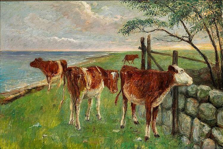Cattle near a gate, Saltholm - Теодор Филипсен