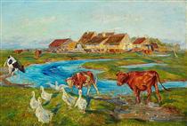 Homeward at milking-time. Evening. Saltholm - Theodor Philipsen
