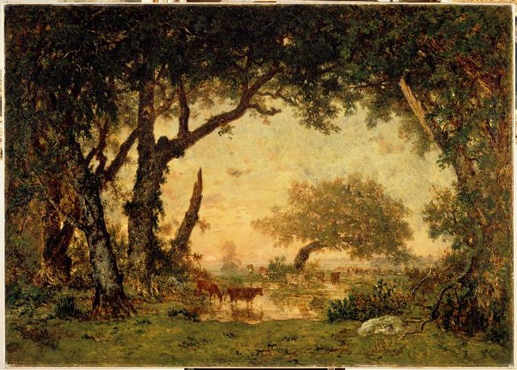 Coming Out of the Forest of Fontainebleau, Sunset, 1848 - 1849 - Théodore Rousseau