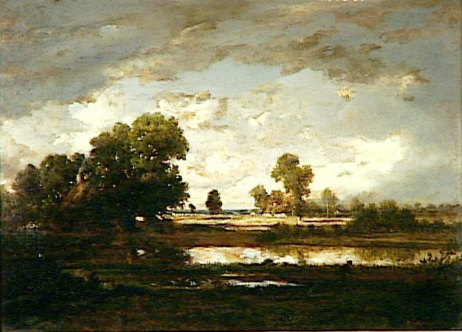 The pond, stormy sky - Theodore Rousseau