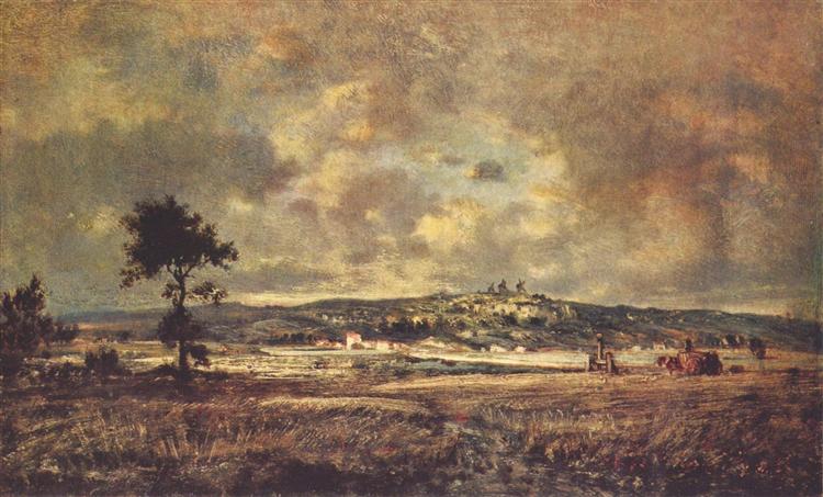 View of the plain of Montmartre X effect of storm, 1845 - 1848 - Теодор Руссо