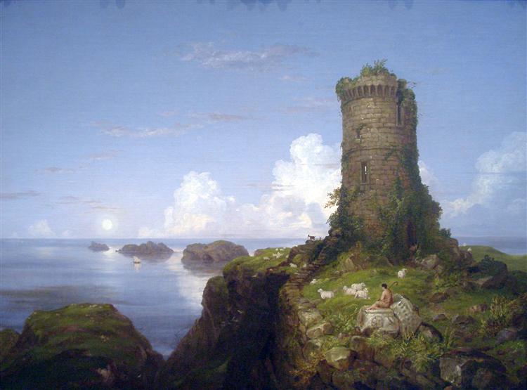 Italian Coast Scene with Ruined Tower, 1838 - Томас Коул