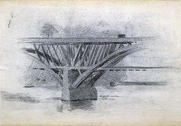 Drawing Of Girard Avenue Bridge - Thomas Eakins