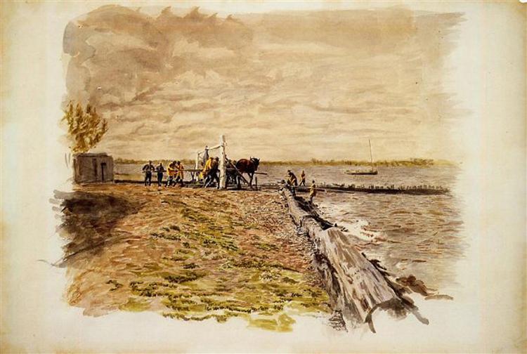 Drawing the Seine, 1882 - 湯姆·艾金斯