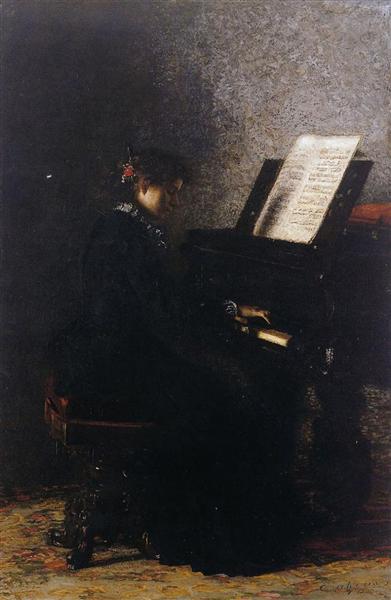 Elizabeth at the Piano - 湯姆·艾金斯