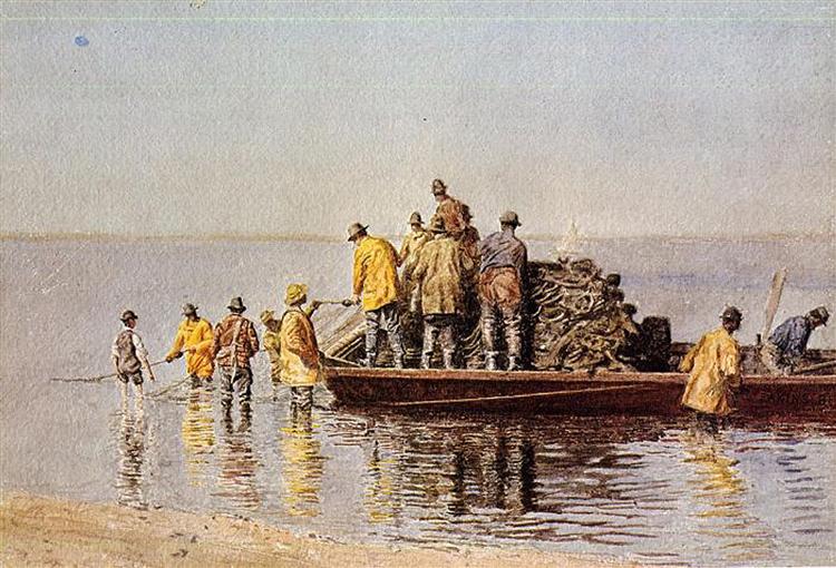 Taking up the Net, 1881 - Thomas Eakins