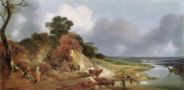 Landscape with the village Cornard - Томас Гейнсборо