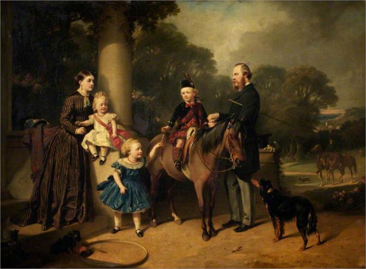 Charles Henry and Mary Crompton-Roberts and Their Children at Field House, Clent - Thomas Jones Barker