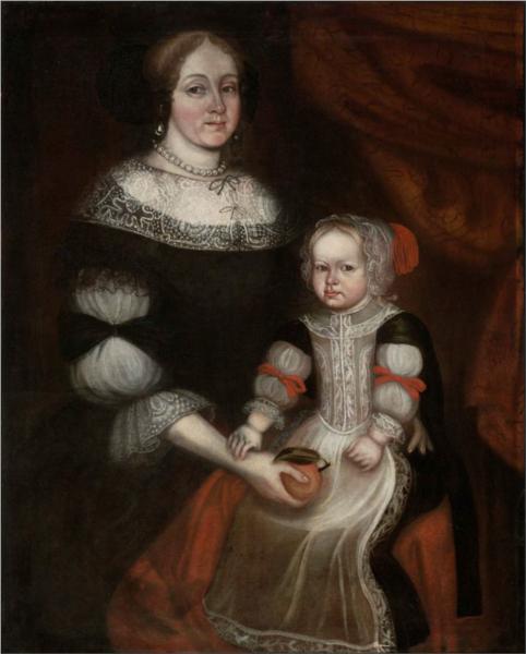 Mrs. Richard Patteshall (Martha Woody) and child, 1679 - Thomas Smith