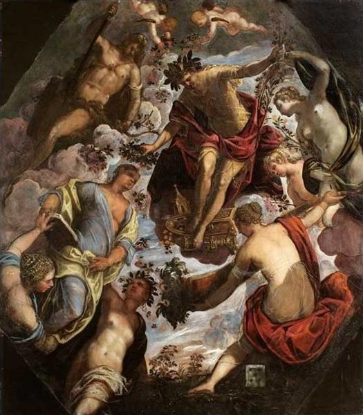 Apollo (possibly Hymen) crowning a Poet and giving him a Spouse, c.1560 - Tintoretto