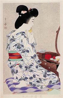 In a Light Summer Kimono with Irises - 鳥居清忠